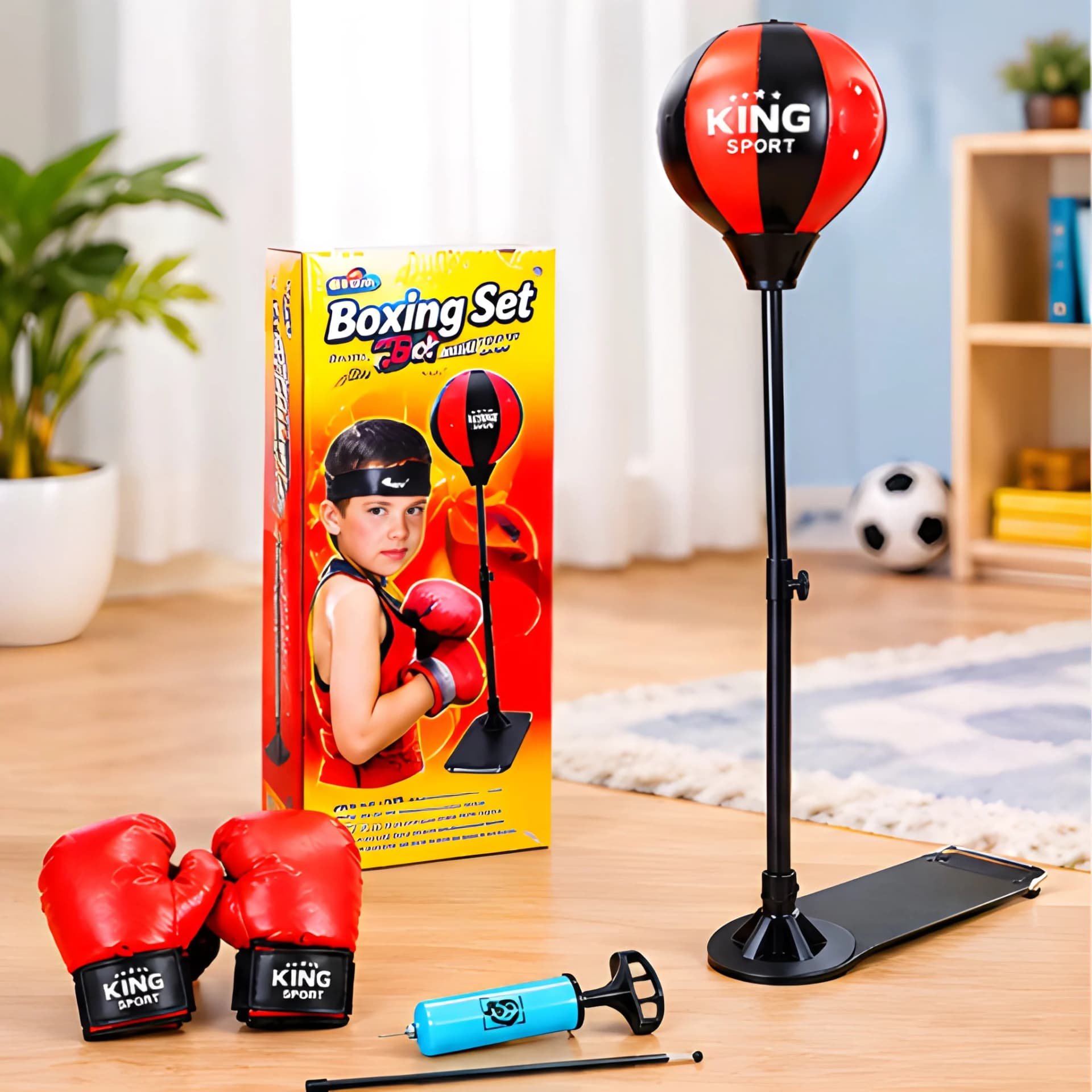 Punch Boxing Stand for Kids with Gloves & Pump | Adjustable Punch Ball